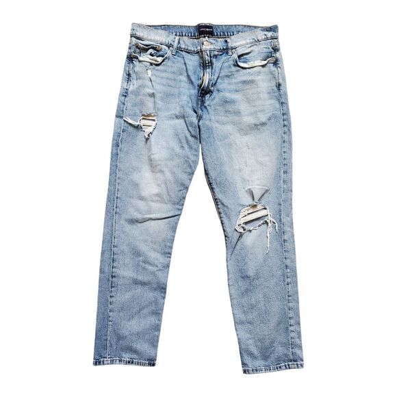 Lucky Brand Jeans Men 38 x 32 Athletic Straight 410 Distressed Pants Medium Wash - Picture 9 of 9